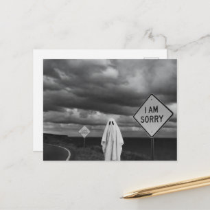 Sad Ghost on Side of Road Forgive Me Postcard