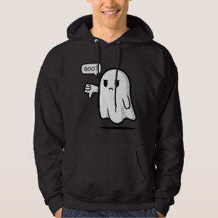 Sad Ghost Saying “Boo?” Front Print Funny Cute H Hoodie