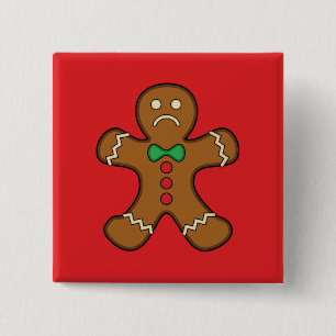 Sad Gingerbread Man 15 Cm Square Badge
