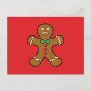 Sad Gingerbread Man Holiday Postcard