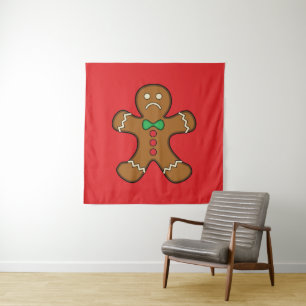 Sad Gingerbread Man Tapestry