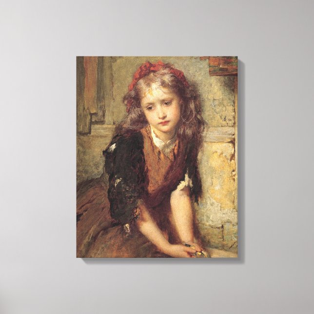 Sad Girl and Dead Goldfinch Bird (Pet Remembrance) Canvas Print (Front)