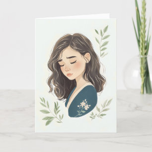Sad Girl Flowers Sorry Holiday Card