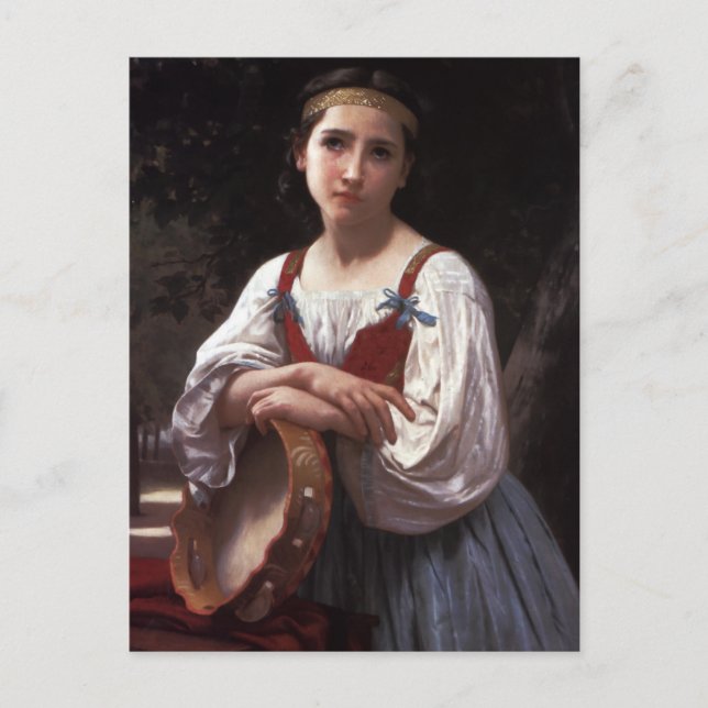 Sad girl with the tambourine postcard (Front)