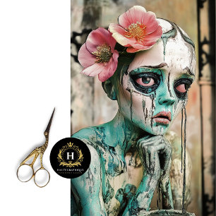 Sad Gothic Gargoyle with Floral Crown Decoupage Tissue Paper