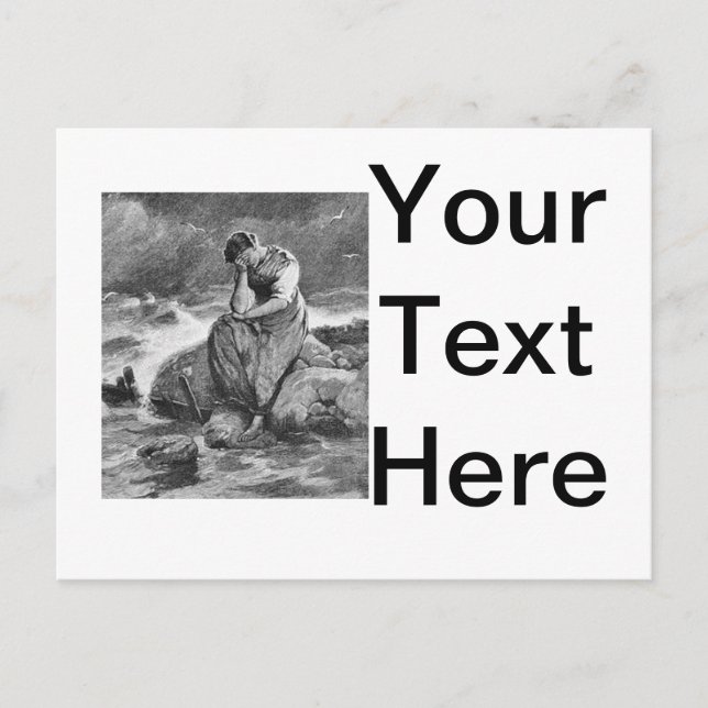 Sad Gothic Woman Vintage Sympathy Art Illustration Postcard (Front)