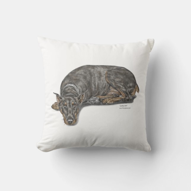 Sad Guilty Looking Doberman Cushion (Front)
