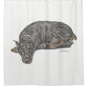 Sad Guilty Looking Doberman Shower Curtain