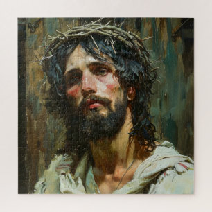 Sad Jesus in Crown Jigsaw Puzzle