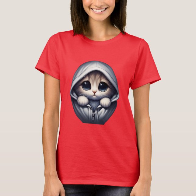 Sad Kitten  – Cute Aesthetic Cat Design T-Shirt (Front)