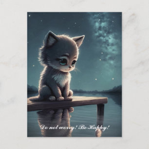Sad Kitten.  Postcard