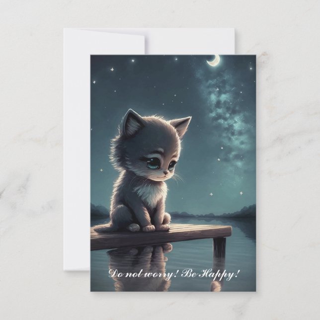 Sad Kitten Thank You Card (Front)