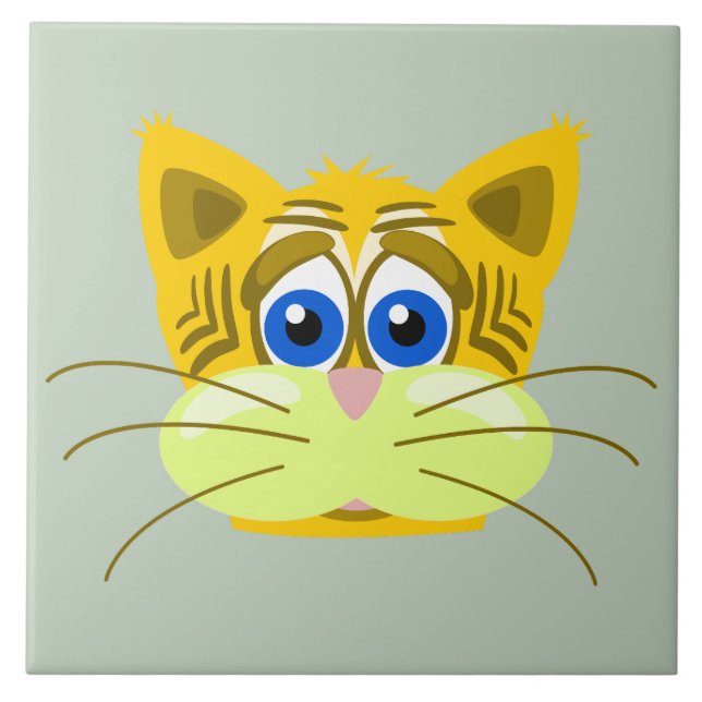 sad kitty ceramic tile (Front)