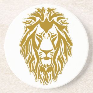 Sad lion golden head regal coaster
