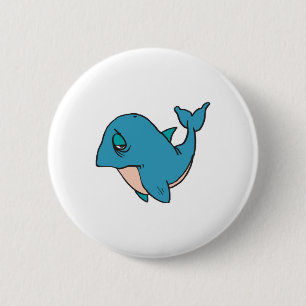 sad little whale 6 cm round badge
