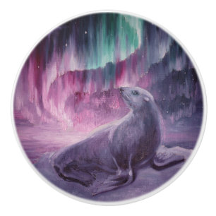 Sad lonely seal ceramic knob