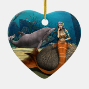 Sad Mermaid Ceramic Tree Decoration