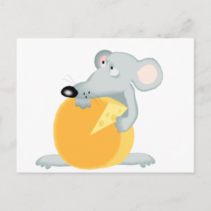 Sad Mouse Mice Holding Cheese Postcard