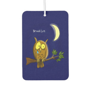 Sad owl with tear and moon missing you cartoon  car air freshener