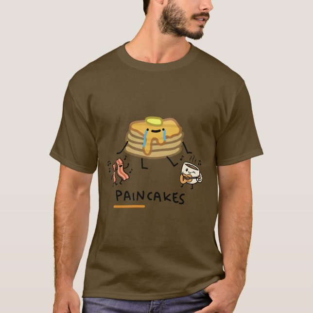Sad Paincakes - Funny Breakfast Food Pun & Kawaii  T-Shirt (Front)