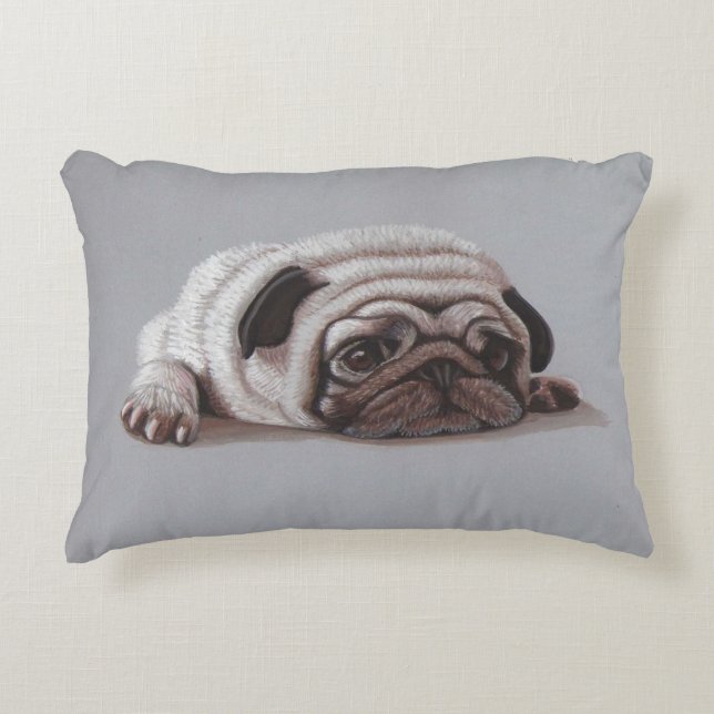 Sad Pug Decorative Cushion (Front)