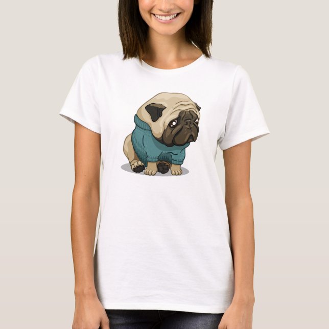 Sad pug dog T-Shirt (Front)