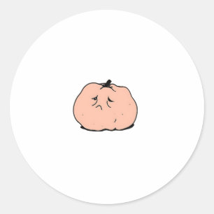 Sad pumpkin cartoon face classic round sticker