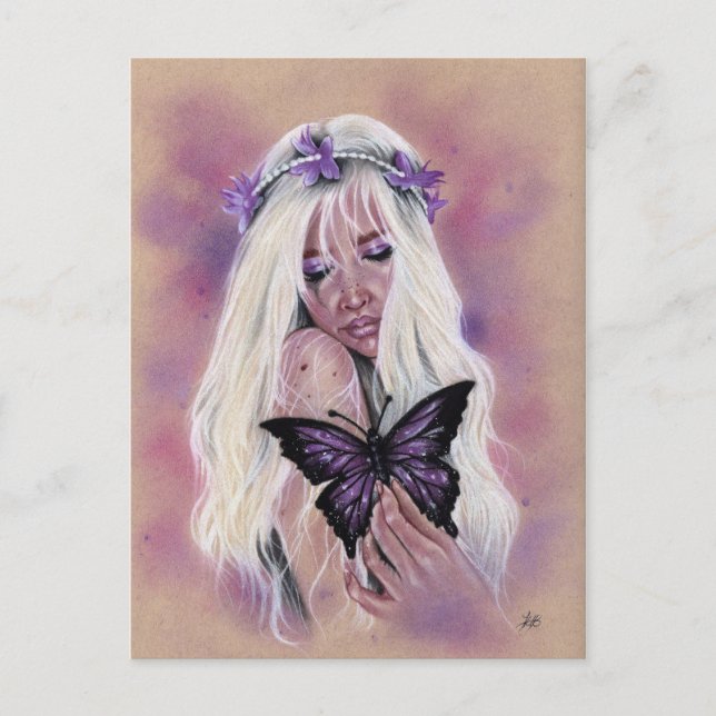 Sad purple fairy butterfly postcard (Front)