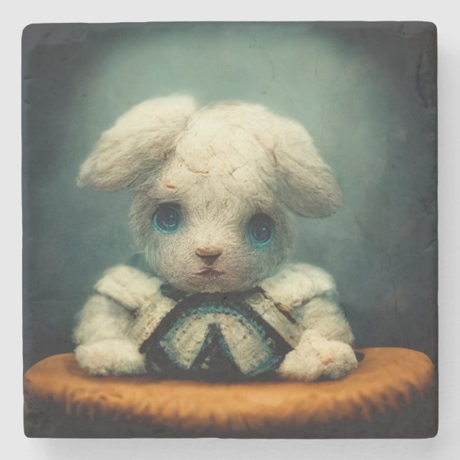Sad Rabbit Stone Coaster (Front)