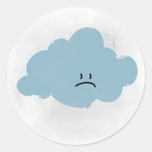 Sad Rain Cloud Classic Round Sticker