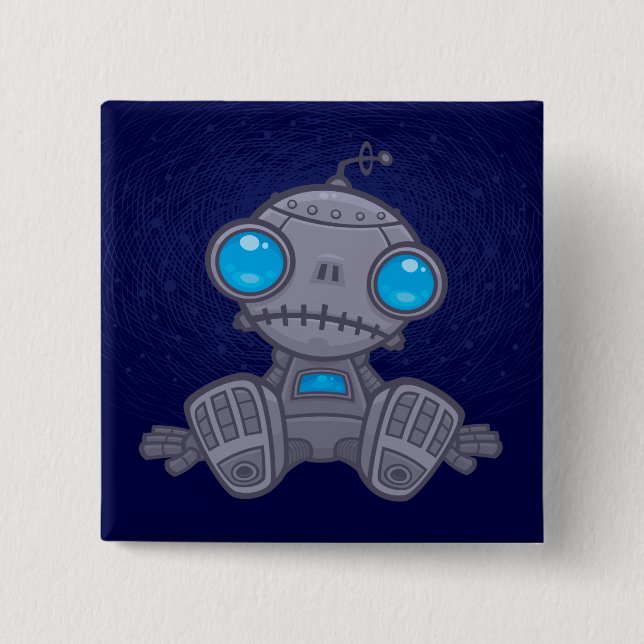 Sad Robot 15 Cm Square Badge (Front)
