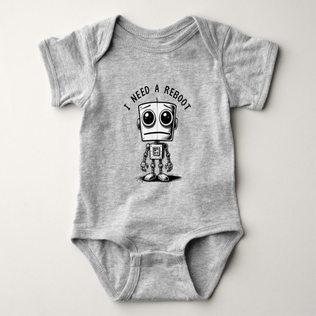 Sad Robot – I Need A Reboot Baby Bodysuit (Front)