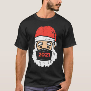 Sad Santa 2021 Face Mask Quarantine Xmas Pajama Pj T-Shirt
