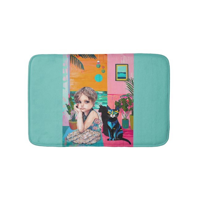 Sad She Can't Go Out To Play Bath Mat (Front)