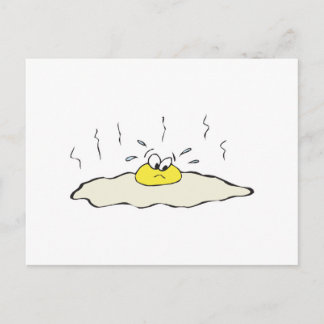sad silly egg getting fried postcard