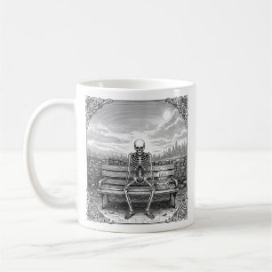Sad Skeleton with Birthday Cake Funny Goth Gift Coffee Mug