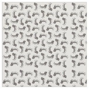 Sad sketchy monster hand drawn illustration motif fabric