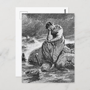 Sad Sorrow Depressed Gothic Woman Sympathy Design Postcard