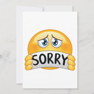 Sad Sorry Emoji Face Holding Apology Sign Invitation