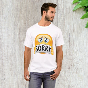 Sad Sorry Emoji Face Holding Apology Sign T-Shirt
