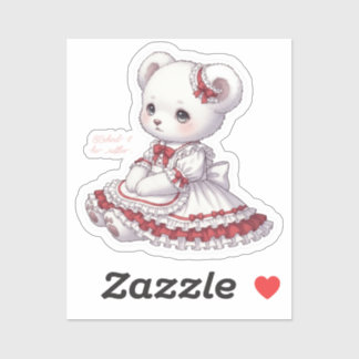 Sad Sweet Goth Bear - Red & White Frilly Dress