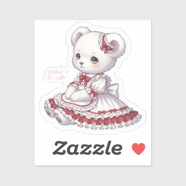 Sad Sweet Goth Bear - Red & White Frilly Dress (Sheet)