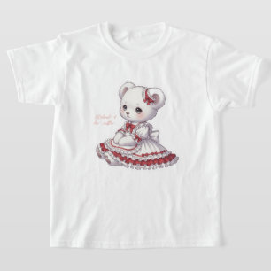 Sad Sweet Goth Bear - Red & White Frilly Dress T-Shirt