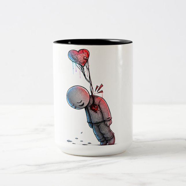Sad Tears Emotional Art Two-Tone Coffee Mug (Center)