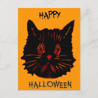 Sad Unhappy Frown Glum Gloomy Down Black Cat Postcard