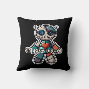 Sad VOODOO Doll Bear UNLUCKY in LOVE Cushion