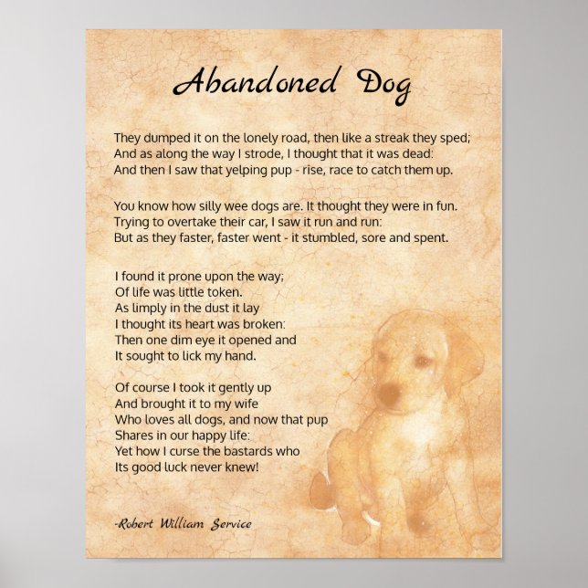 Sad with Happy Ending Rescued Dog Poem Poster (Front)