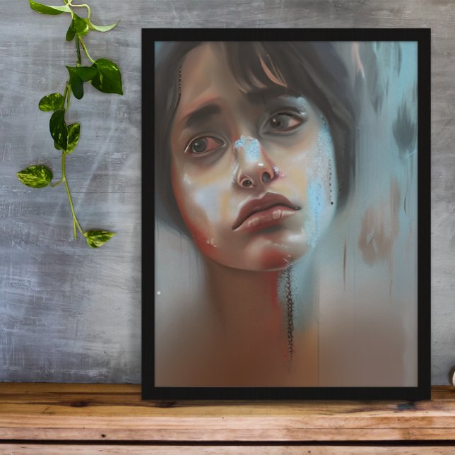 Sad Woman Abstract AI Generated Art Photo Print (Creator Uploaded)