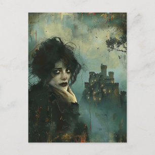 Sad Woman at the Castle Postcard