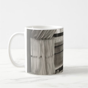Sad woman staring out window1940s, woman, vintage, coffee mug